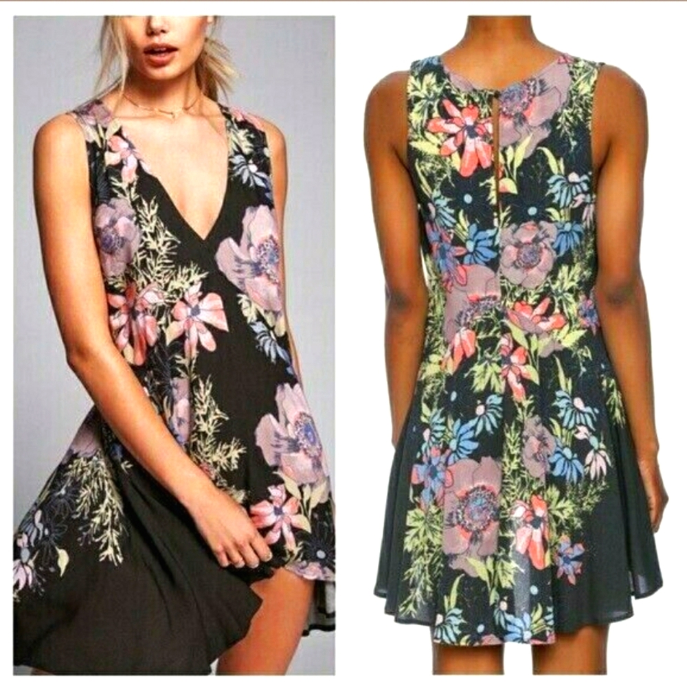 Free People Backyard Party Tunic Dress in midnight, extra small, XS